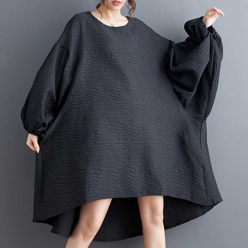 New Loose Fashion Craft Cloth Casual Temperament Lantern Sleeve Irregular Dresses