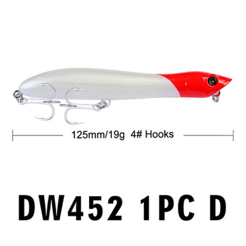 1PC Popper Fishing Lure 12.5cm 19g Floating Plastic Hard Bait Topwater Artificial Wobbler Bass Tackle