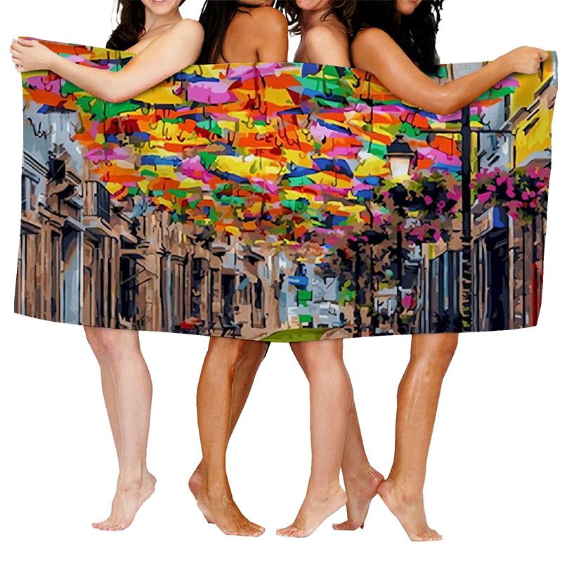 Home bath towels for the body towels bathroom quick drying microfiber beach towel Oil painting style man large sports towel