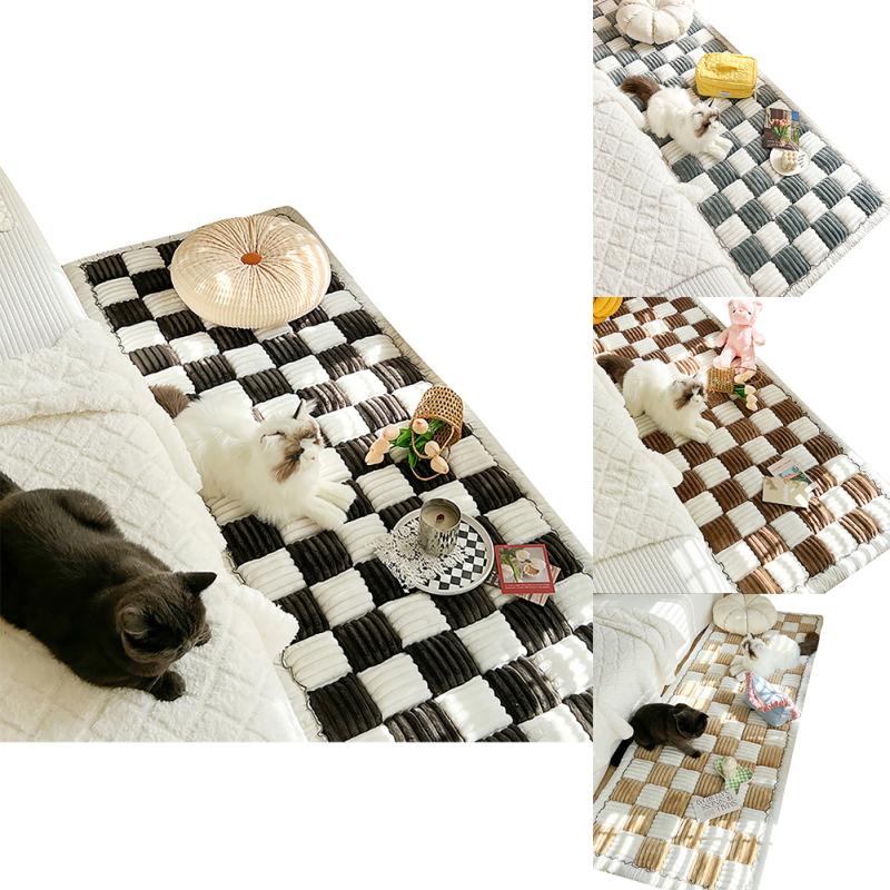 

Забавный пушистый чехол для дивана, кремовый клетчатый защитный чехол для волшебного дивана, противоскользящий коврик для домашних животных, диван-кровать