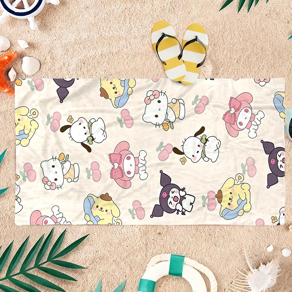 1pc Sanrio Kuromi Beach Towel, Quick-Dry Lightweight for Swimming, Surfing, Camping, Unisex Holiday Gift
