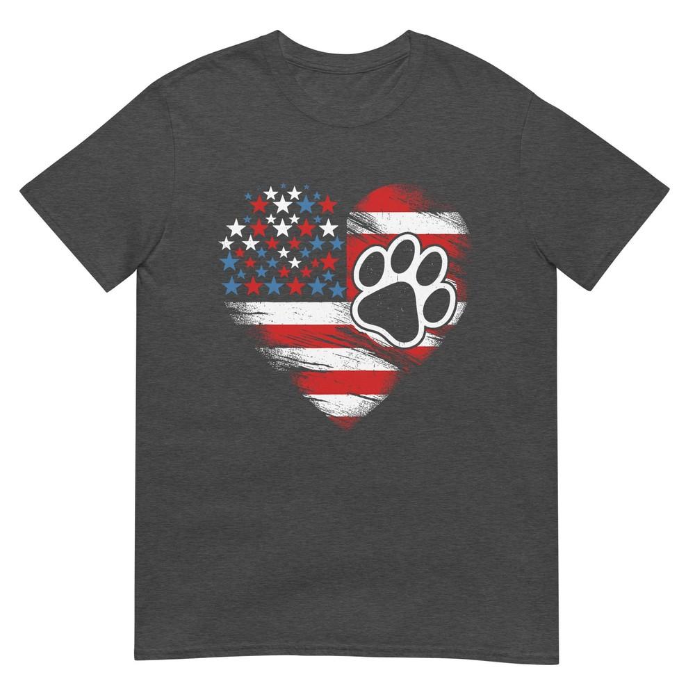 American Flag Dog And Cat Paw Patriotic 4th Of July Tshirt