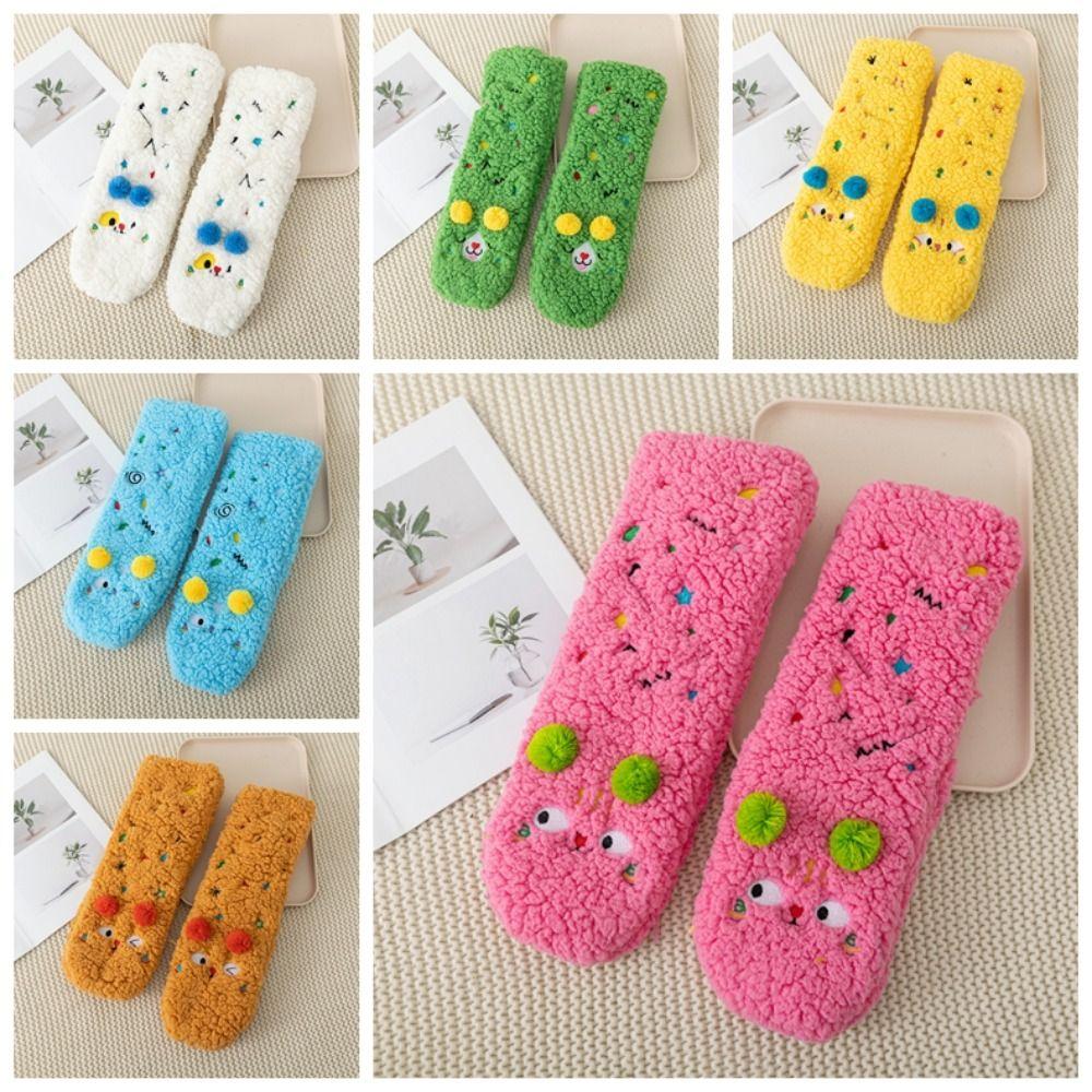 Cartoon Thickened Floor Socks Mid Tube Fleece Sock Women Cute Sleeping Slipper Socks Winter