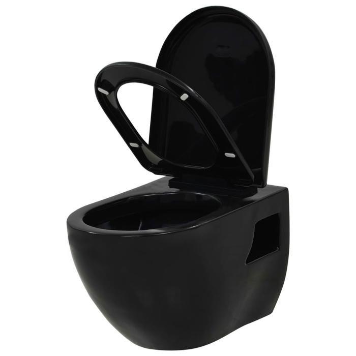 VidaXL Toilette suspendue au mur avec réservoir caché Céramique Noir