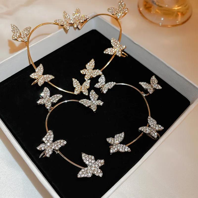 Gold Silver Color Butterfly Ear Clips Without Piercing For Women Ear Cuff Clip Earrings Wedding Fashion Aesthetic Korean Jewelry