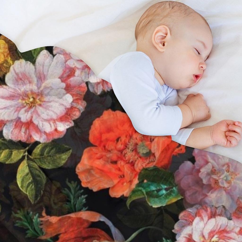 Antique Botanical Night Flower Botanical Night Garden I Throw Blanket Soft Thermal Summer Plaid Blankets