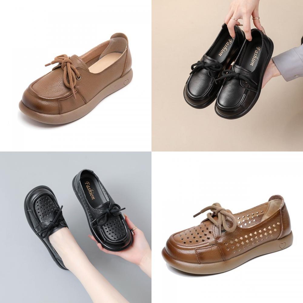 French Style Leather Shoes For Women With Breathable Hollow Design Comfortable Flat Shoes For Summer And Spring