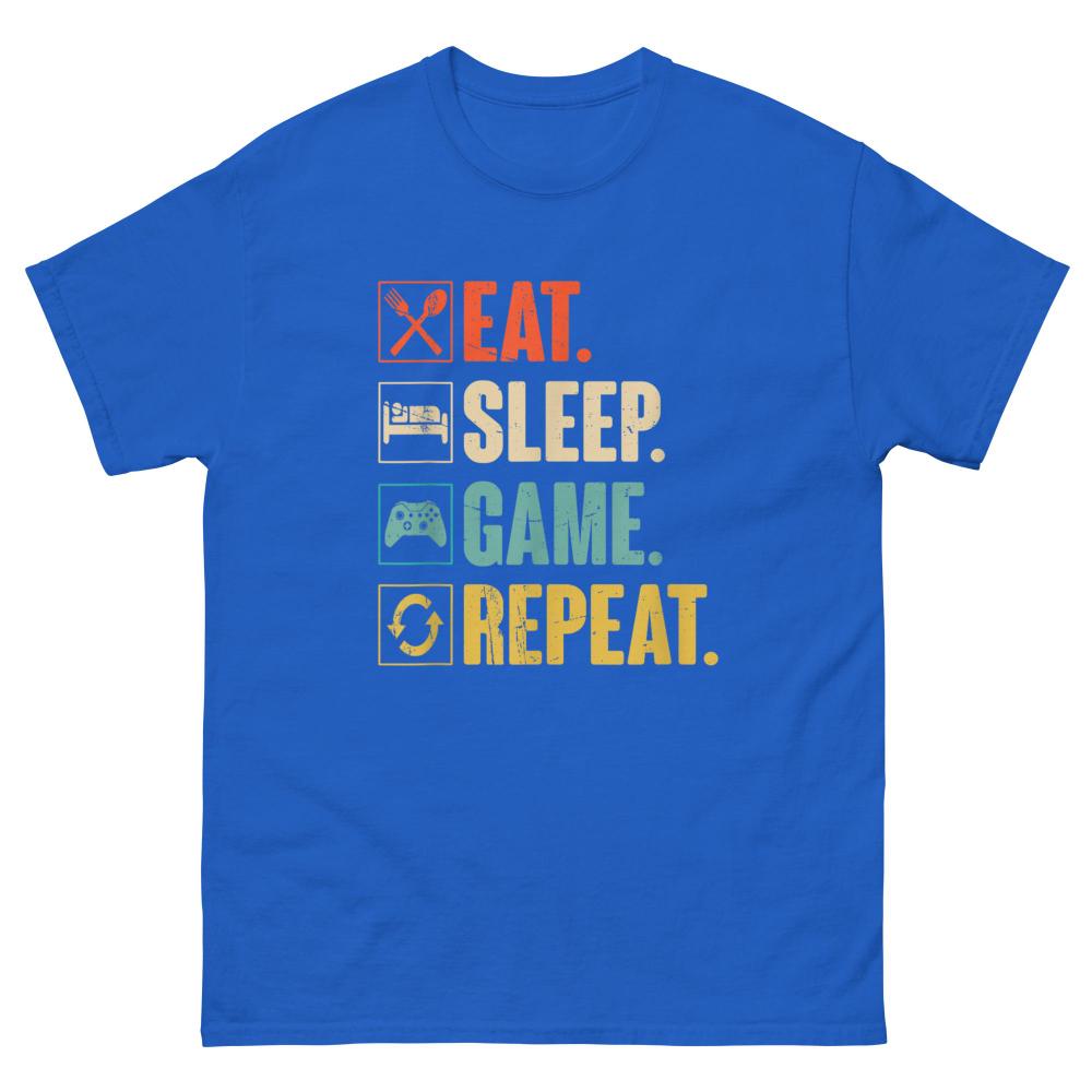 Gamer TShirt EAT SLEEP GAME Repeat Tee Video Game Fan Gift Clothing Graphic Short Sleeve Shirt Unisex Unisex Women AllSeason