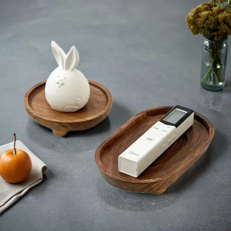 Handmade Wooden Serving Platter For Pastries And Candle Display Circular And Oval Platters Key Storage Multifunctional Mini Tray