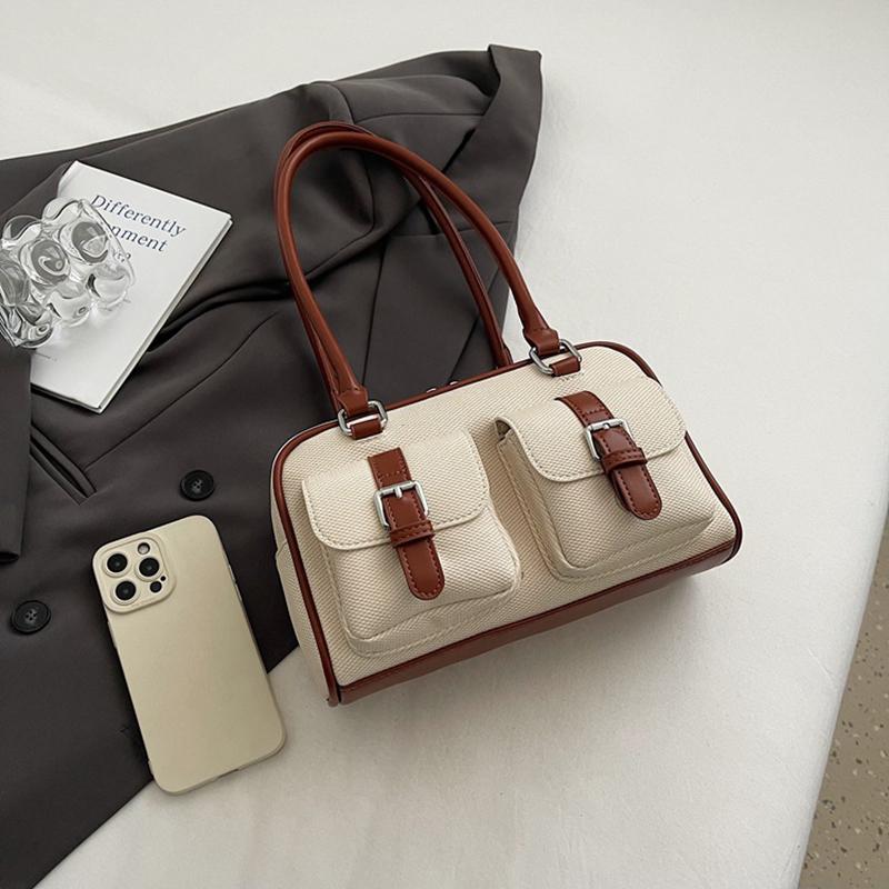 Retro Pillow Bag Merging Bowling Shape Stylish Handheld Shoulder Bag for Work & Commuting Women Underarm Bags