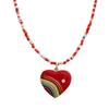 Luxury New Wear Colored Dripping Love Beaded Necklace, Small Fresh Women's Simple Heart-shaped Small Pendant
