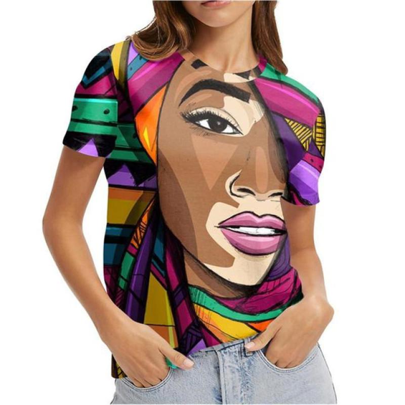 Vielseitige Harajuka Cartoon Mädchen Porträt Druck T-Shirts Damen Pullover Kurzarm Sommer Neu Designer Lässig O-Ausschnitt Weiblich