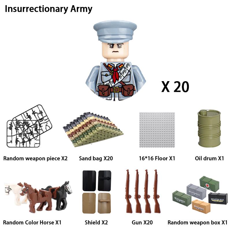 40/set World War II military building blocks National army soldier Character weapon assembly building block Children's toy gifts