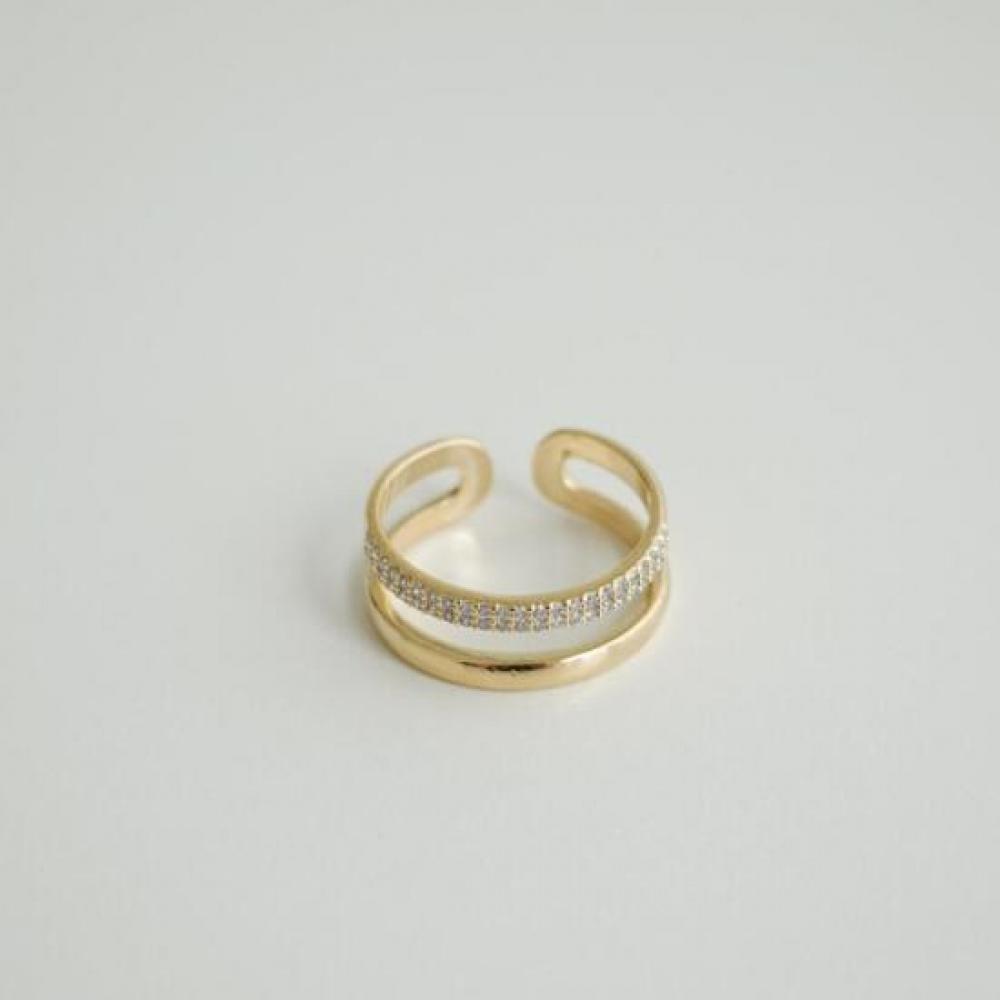 New Arrivals Open Run Ring Minimal Open Silver Layered Women Cubic
