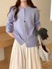 Gold Buckle Raglan Sleeve Wool Cardigan - Women's Pure Color Loose Knit, Long Sleeve Sweater Outerwear for Autumn-Winter.