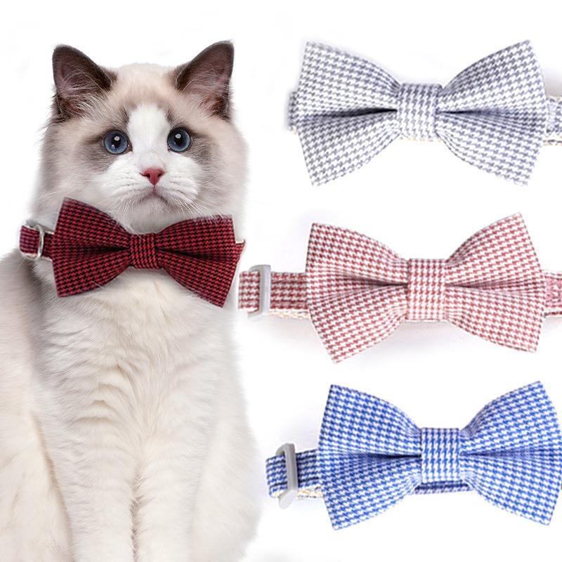 1 Piece Adjustable Plaid Cat Collar Tie Knot - Perfect for Festive Dressing and Everyday Wear
