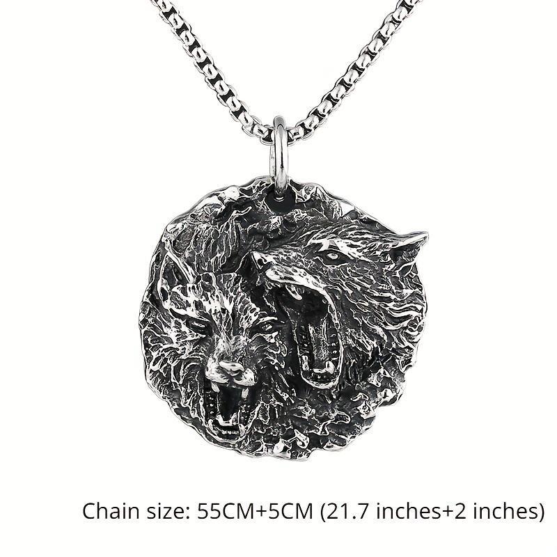 Novo masculino dupla cabeça leão pingente menino punk animal colar masculino corrente moda jóias o melhor presente para namorados