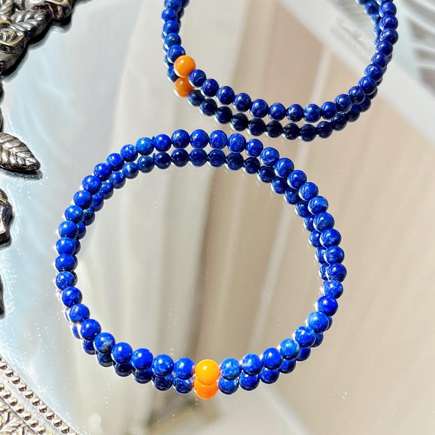 High Quality 4Mm Natural Lapis Lazuli Old Beeswax Bracelet Bracelet