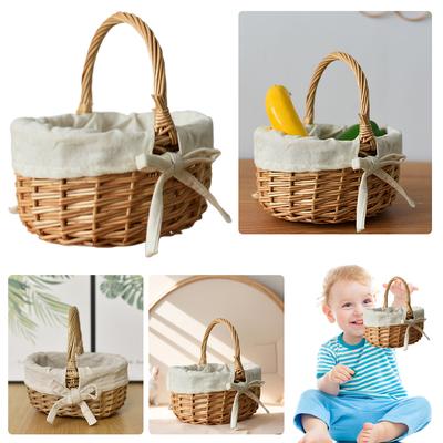 Handmade Wicker Basket with Handle Wicker Sundries Basket Willow Storage Baskets for Storage Organizing
