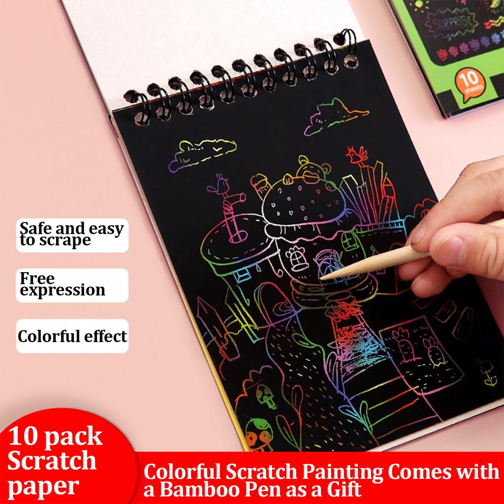 Scratch Off Paper Set for Kids Arts Scraping Painting Toy Children DIY  Book  Educational Toys