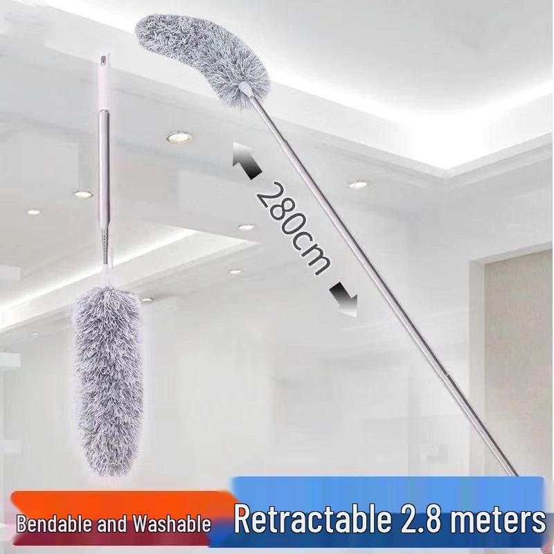 Telescopic Ceiling Broom with Feather Duster for Spider Web & Dust Removal - Free Home Shipping
