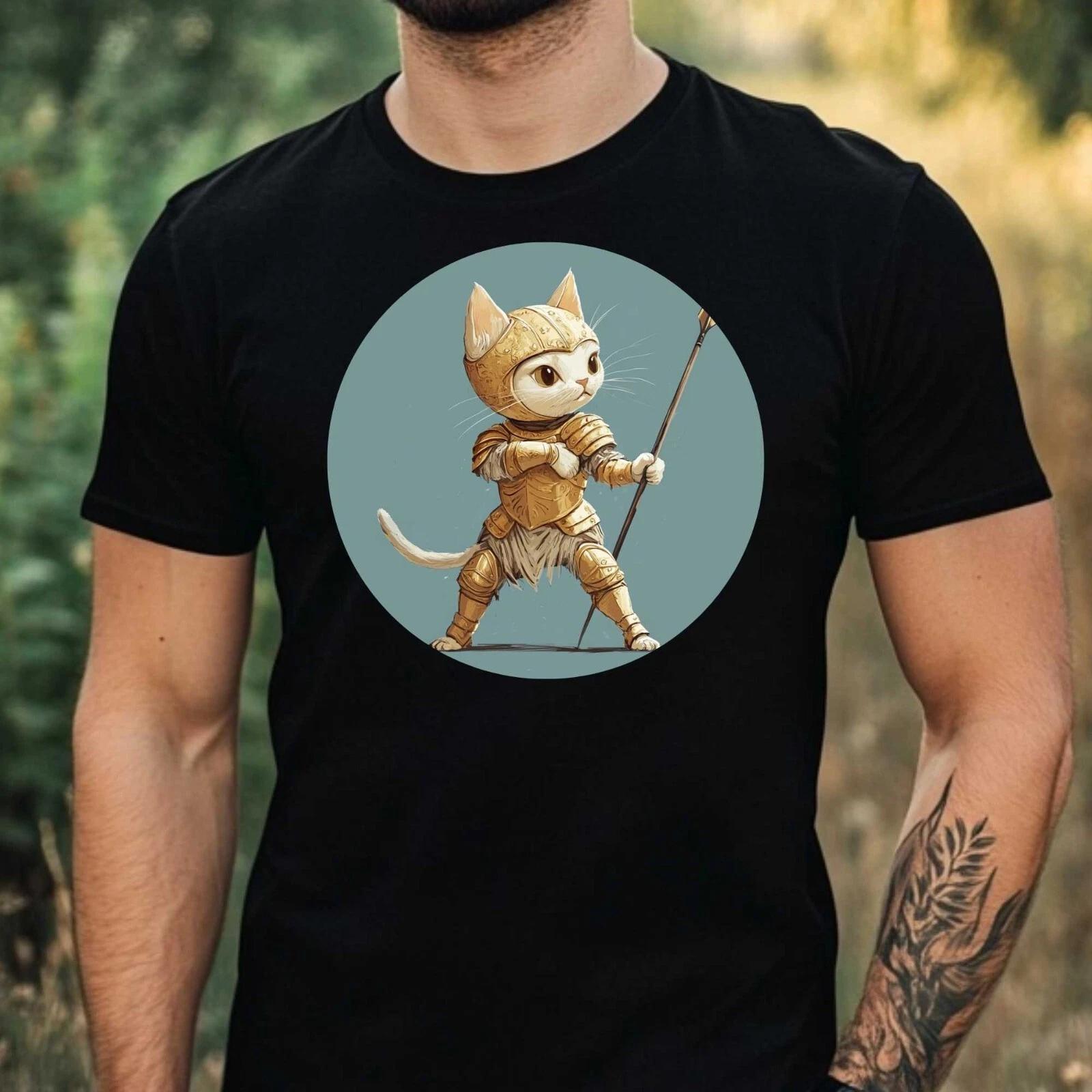 T-Shirt Herren Katzen Krieger Motiv Baumwolle Größe XS bis 5XL S