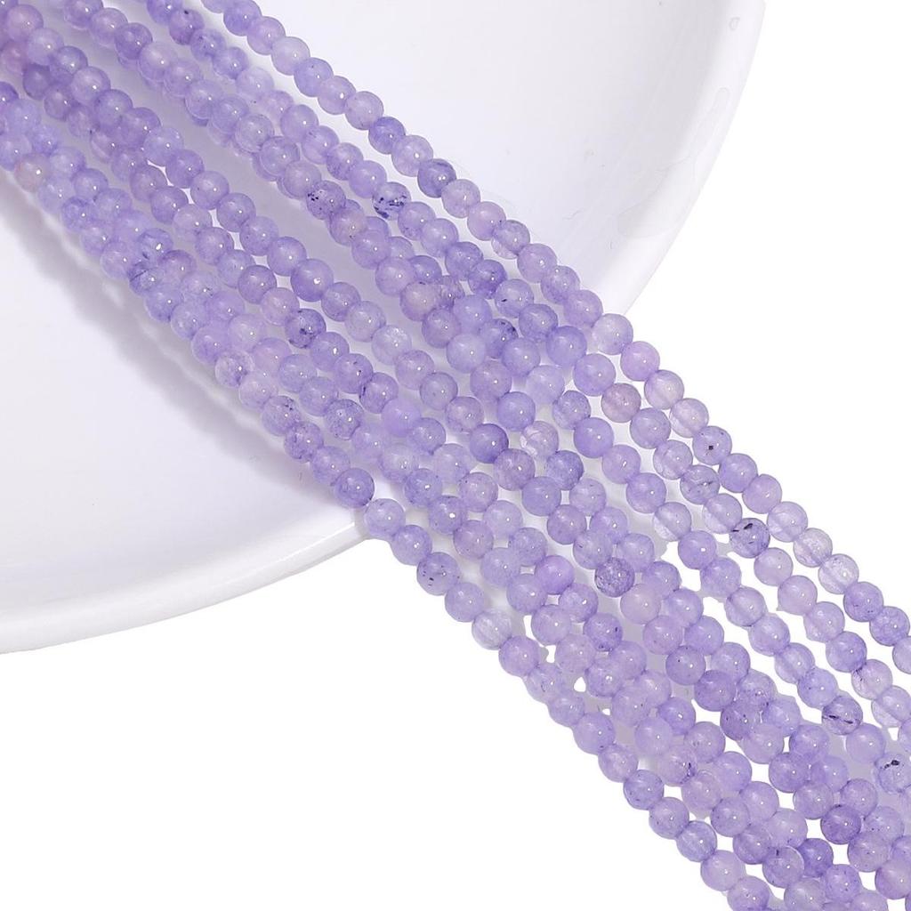 3mm White Round Stone Beads with Color, Loose Beads for DIY Bracelets, Necklaces, and Jewelry Accessories.