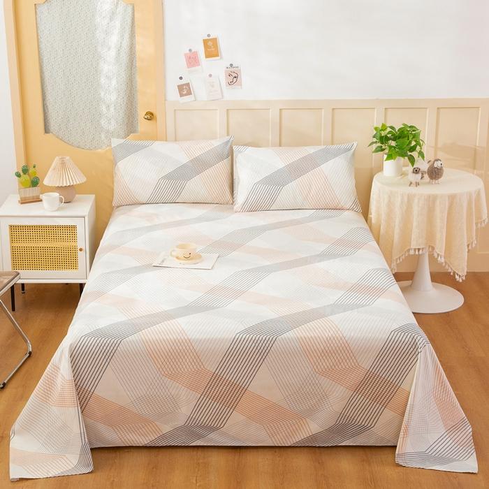 Checkered Pattern Bed Sheet Set Cotton Bed Sheets with Pillowcases Thickened Extra Soft Bedding Set Skin-friendly Breathable