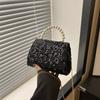Stylish Sequined Handheld Small Square Bag 2024 Trendy Chain Shoulder Bag For Casual Use