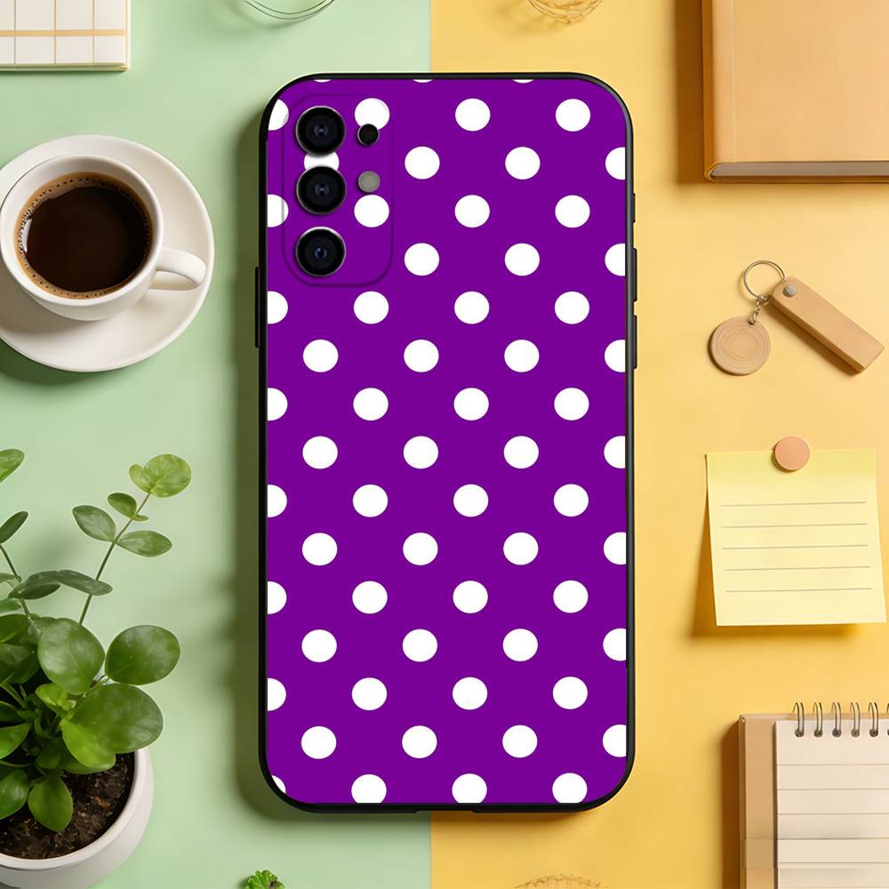 Classic Polka Dot Pattern Phone Case Black Silicone Soft For Samsung S25,S24,S21,S22,S23,S30,Ultra,S20,Plus,Fe,Lite
