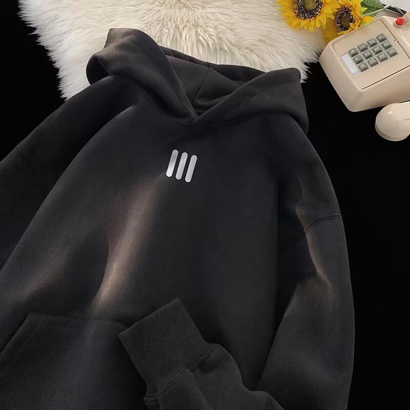 Unisex Heavyweight Fleece Hoodie With Letter Print Soft Suede-like Fabric Oversized Fit Winter Streetwear