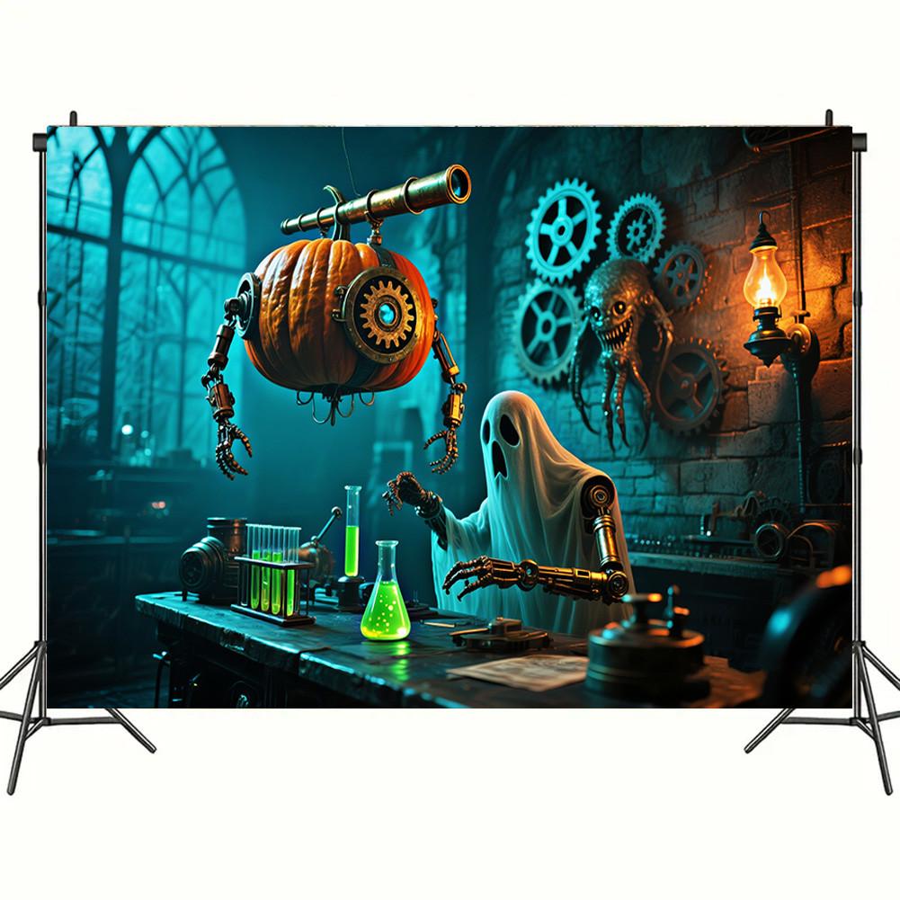 Halloween Wall Art Decor AI Spooky Pumpkin Candy House Gothic Cemetery Poster Horror Fantasy Room Decor Mystery Festive Holiday Background Painting