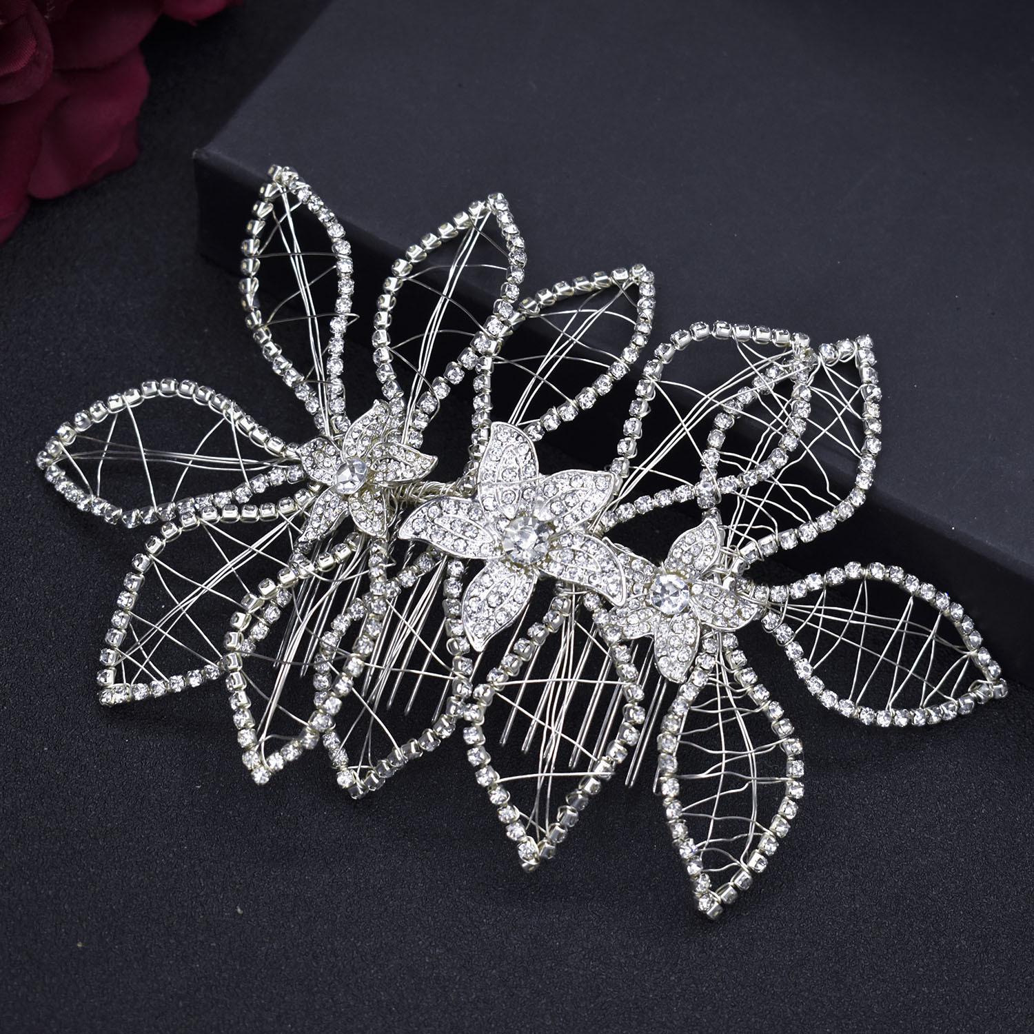 

Handmade Alloy Leaf Bridal Hair Comb - Decorative Claw Chain Insert - A511 Hair Accessory for Updo серебряный