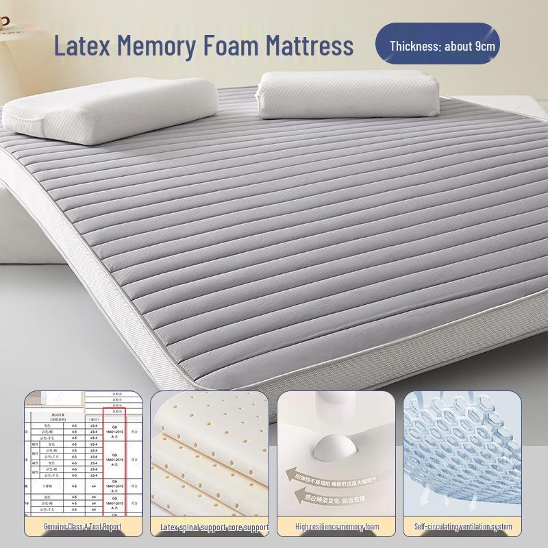 High Resilience Memory Foam Latex Mattress - Double Soft, Thickened for Dorm or Home Use.