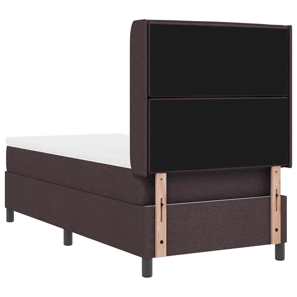 LED Box Spring Bed with Mattress Dark Brown 80 x 200 cm Fabric
