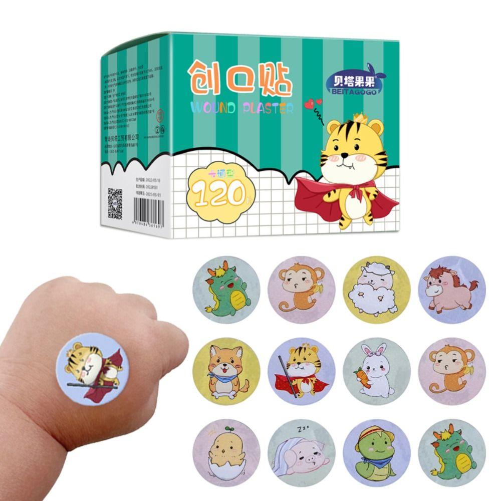 100/120PCS Round Round Band Aid Wound Dressing Children  Adhesive Bandages Cute Cartoon Bands Aid