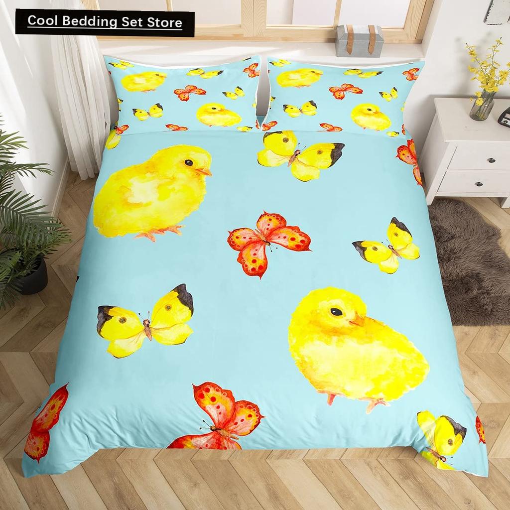 Uroczy kaczor król królowa poszwa na kołdrę kreskówka biała gęś zestaw pościeli zabawny wiejski zwierzęcy poszwa na kołdrę poliestrowa poszwa na kołdrę