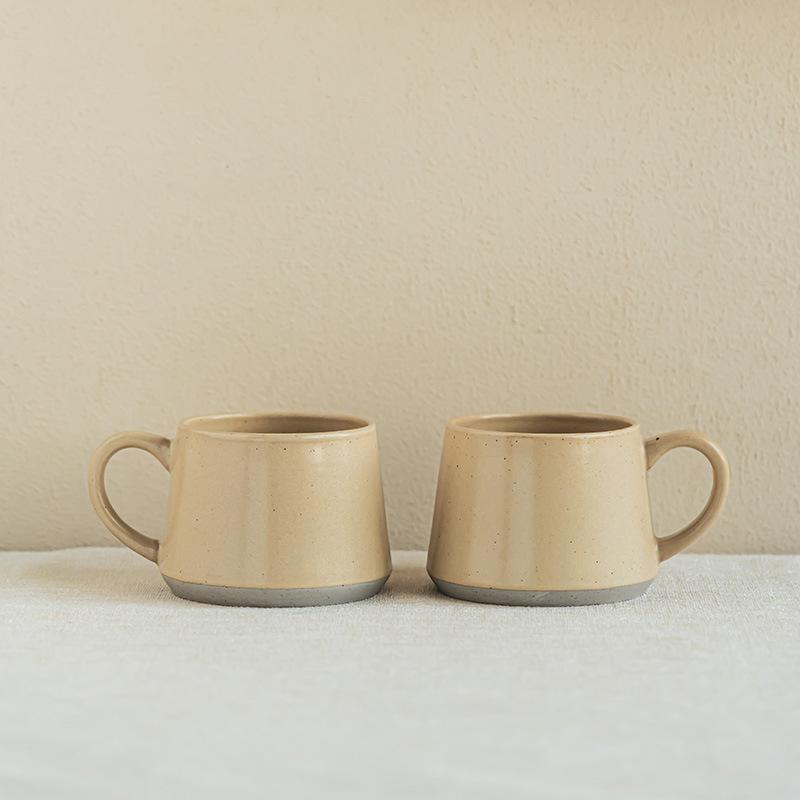 Practical Apricot Ceramic Mug Gray Bottom Household Milk Cup Coffee Cup Simple Wind Round Teacup Drinking Cup