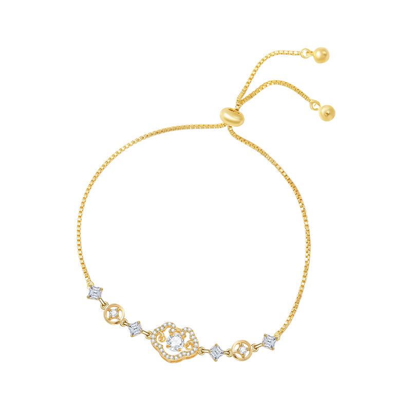 

Auspicious Cloud Zircon 16K Gold Vintage Bracelet - Simple, Elegant, Trendy Bangle for Women. Copper Alloy