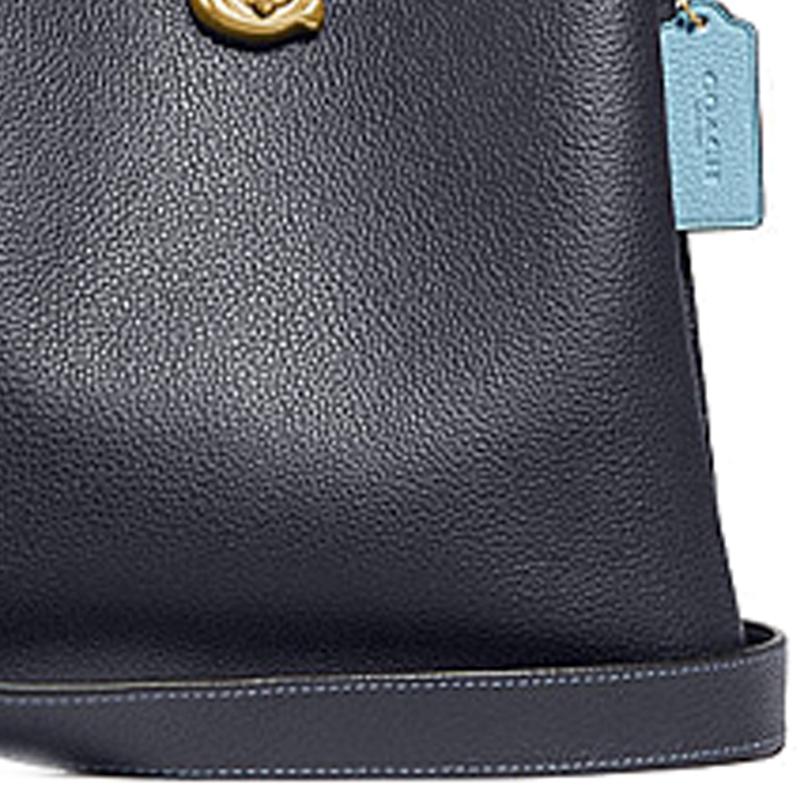 Coach Willow 24 Commuting Portable Grained Leather Shoulder Crossbody Handbag Medium Women's Dark Blue Purple