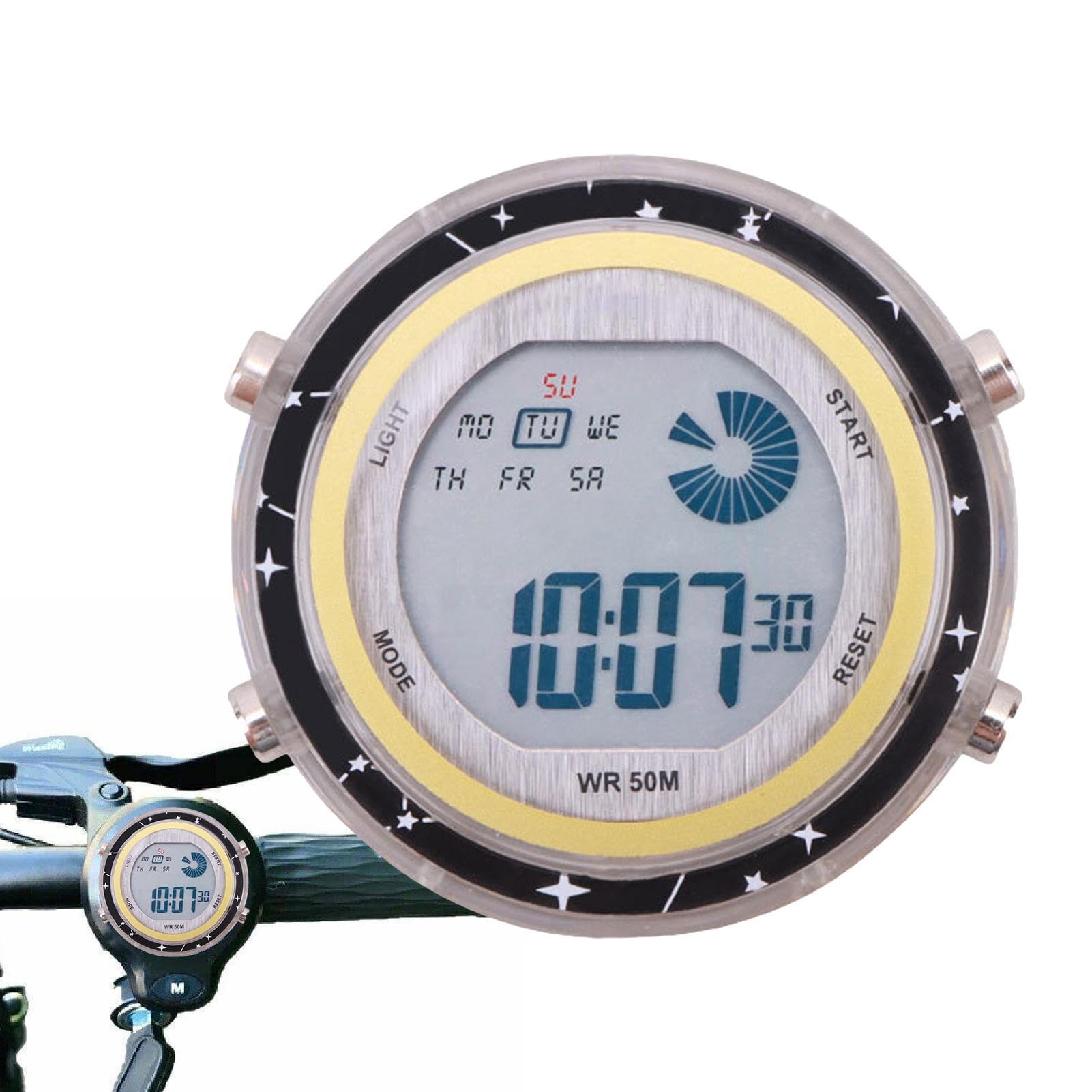 Motorcycle Waterproof Clock, Luminous Dial Stick-On Bike Mount Clock | One Size чёрный