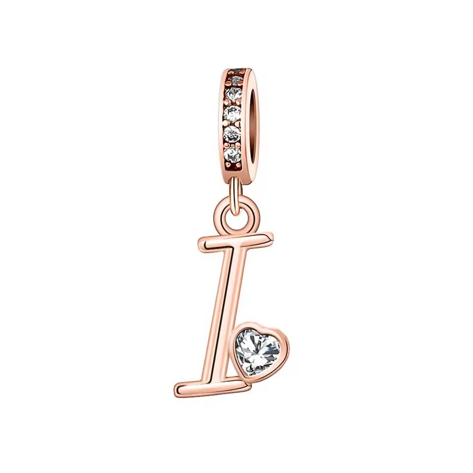 New Metal Rose Gold Light Two Tone 26 Letter English Pendant Charm Fit Ideal for Bracelets Necklaces Make your own Accessory Accessories Elegant