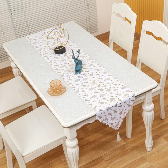 Střapcová dekorace Dlouhý běhoun na stůl Slavnostní atmosféra Vánoční ražba Potisk listů Ubrus Vánoční ozdoba Domácí dekorace