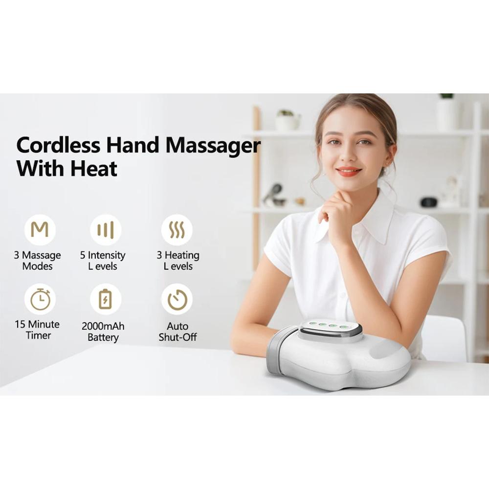 Portable Electric Hand Massager with Heat - Cordless Air Compression Relaxation Device