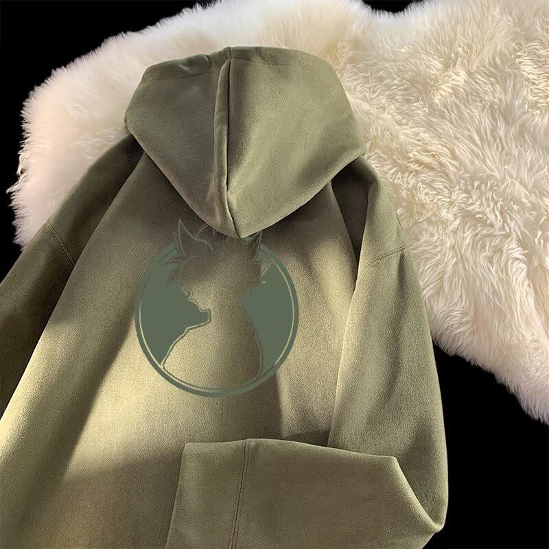 Unisex Heavyweight Fleece Hoodie With Letter Print Soft Suede-like Fabric Oversized Fit Winter Streetwear