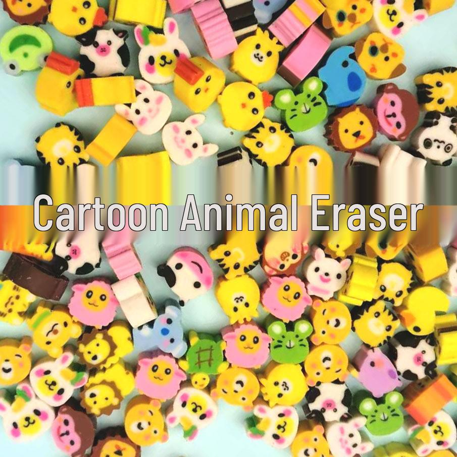 Mini Cartoon Animal Eraser & Pencil Sharpener for Kids
