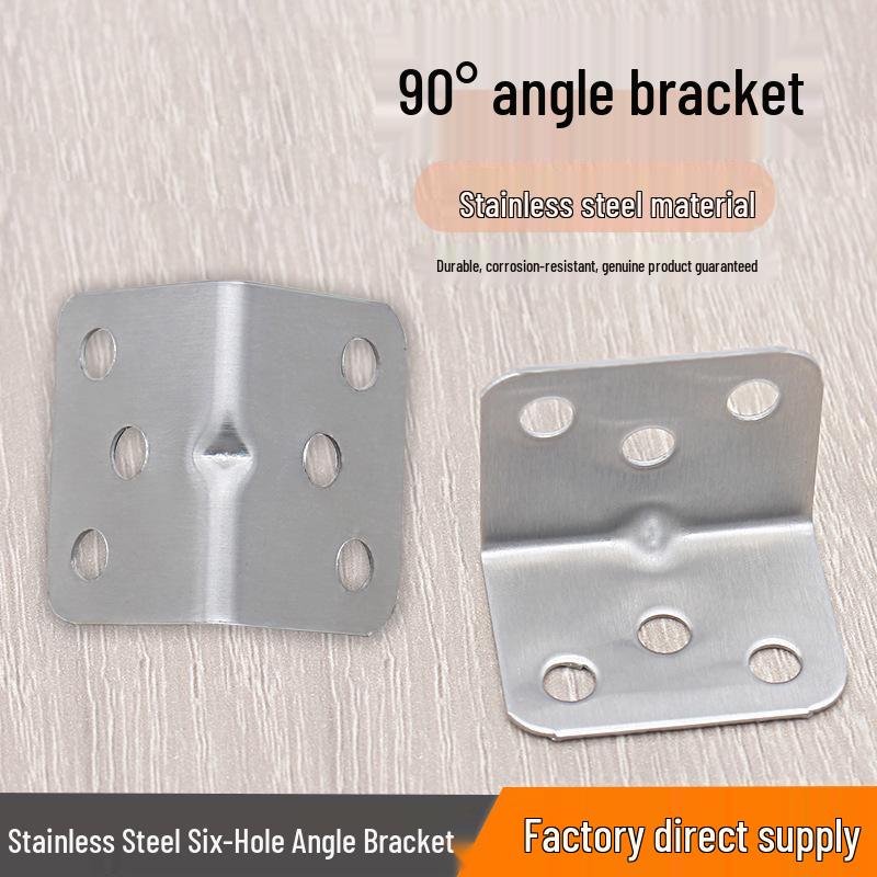 Stainless Steel L-Shape 90° Right Angle Bracket for Shelf, Cabinet, Table, Chair, and Furniture Support