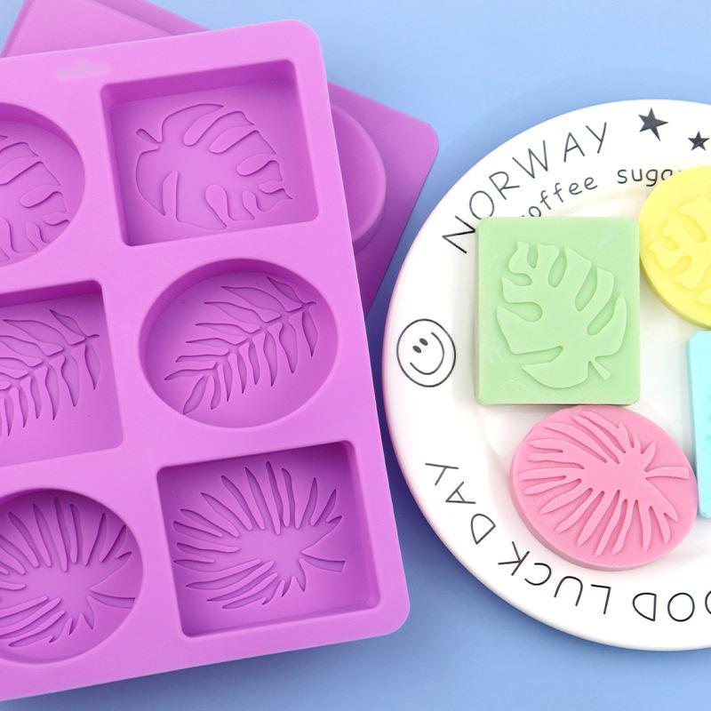 Round Square Leaf Silicone Soap Mold Handmade Soap Making Supplies Diy Plaster Resin Candle Mold Cake Baking Tools
