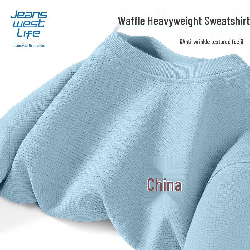 

JEANSWEST LIFE Men s Waffle Knit Crewneck Sweatshirt L