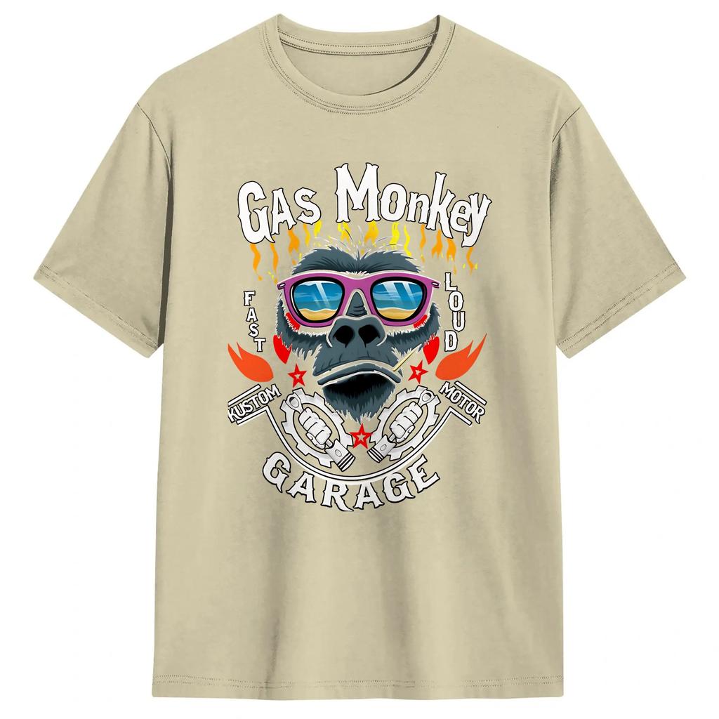 Unisex TShirt Monkey Gas Garage Novelty Cotton Tees Short Sleeve T Shirts O Neck Clothes 4XL 5XL